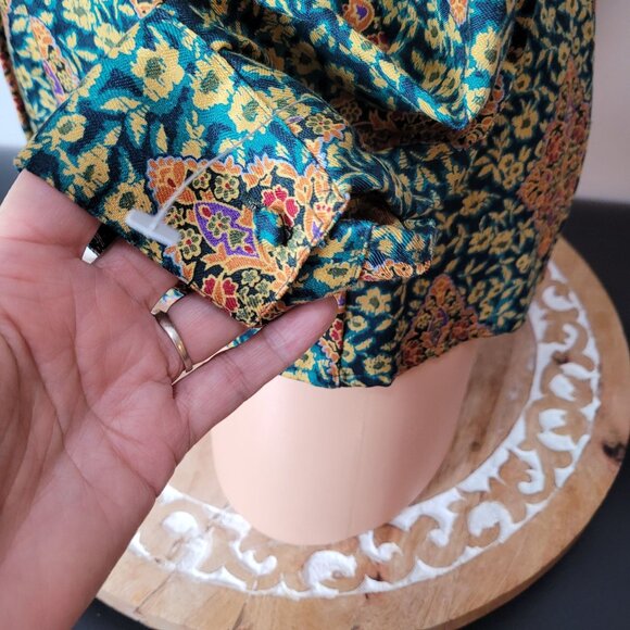 Vintage Evan Picone Floral Print Button-Up Blouse With Tie Neck & Long Sleeves - Picture 12 of 14